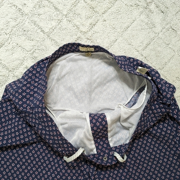J. Crew Pool Shorts Mens 38 Navy Blue Floral Eco Mesh Lining Zip Back Pocket - Picture 5 of 7